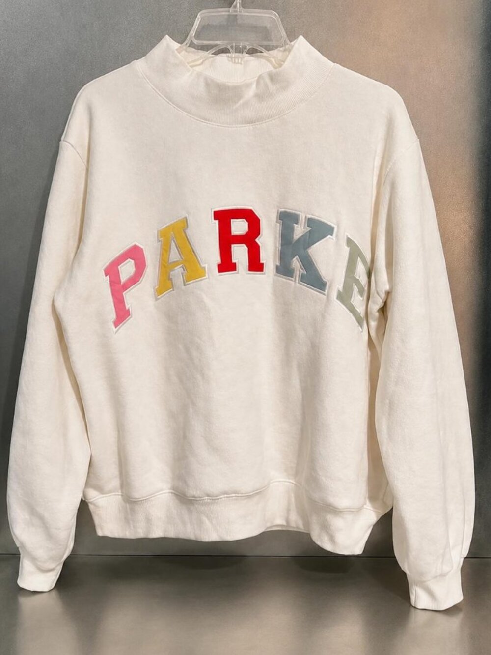 PARKE Heritage Varsity Mockneck Sweatshirt White Women's Pullover